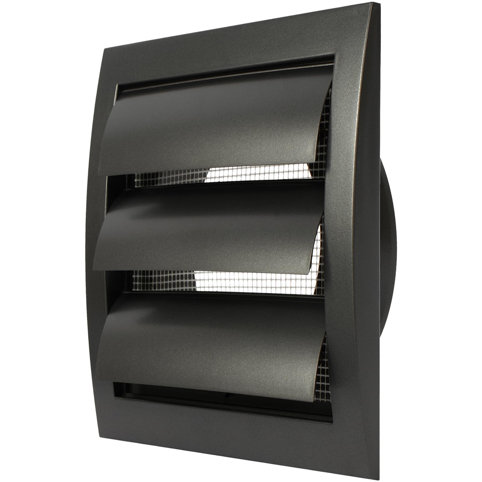 Repa Market Anthracite W/Flaps Anthracite Exhaust Hood Vent 4'' Inch / 100 Mm With Shutters, Built-In Pest Guard Screen And Flange, Black Air Vent Cover With Hvac Exhaust Vent Duct Cap, Helps With Backdraught/Backdraft
