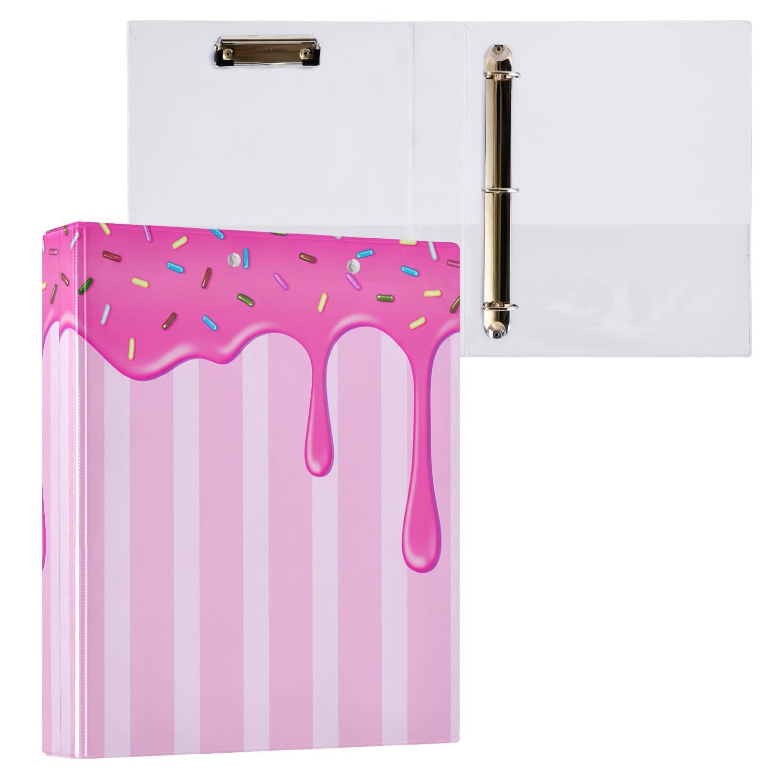 Raccoglitori a 3 anelli da 3,8 cm con gocce di caramelle, decorativi, rotondi, con clip in metallo, organizer per casa e ufficio, confezione da 2