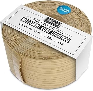 WoodPress® 2 inch Real Oak Iron-On Edging – 25 ft Roll – Pre-Glued Wood Veneer Tape for Easy DIY Application – Will Cover The Edge of a Standard MDF Panel