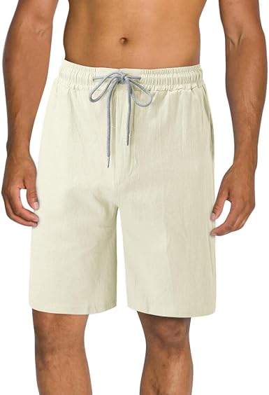 Amazon.com: Pantalones cortos para hombre, ajuste regular, pantalones cortos  de algodón de color sólido, pantalones cortos de lino con cordones, pantalones  cortos de playa, deportes, cómodos pantalones de yoga : Ropa, Zapatos