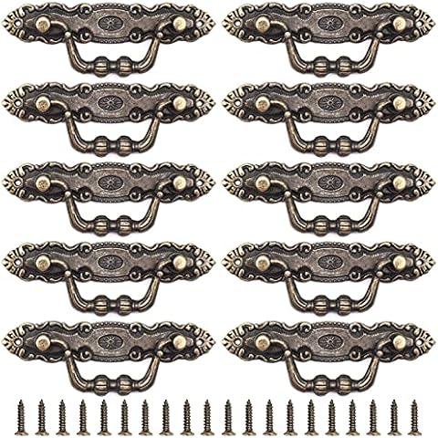 Vintage Cabinet Handles,RoadLoo 10 Pcs Antique Bronze Round Cabinet Pull Handles with Screws Furniture Drawer Cabinet Copper Cup Drawer Handles for Cupboard Wardrobe Dressers Home Kitchen Bedroom Cover