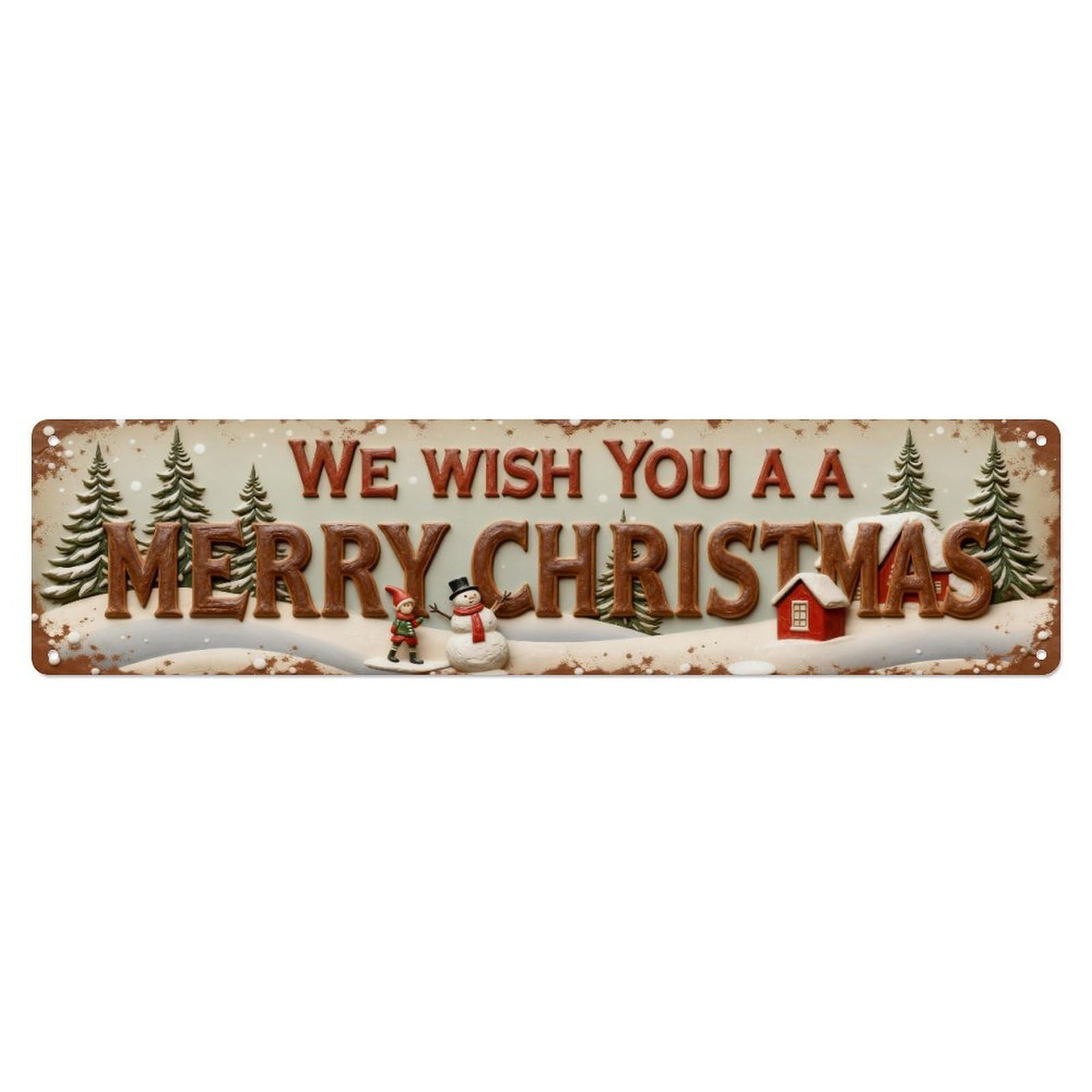 Christmas Tree Snowman House Winter Metal Tin Sign Plaque