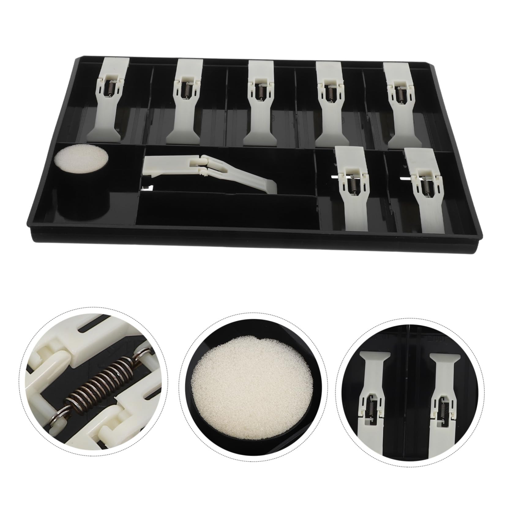 Operitacx Vassoio per Contanti in Plastica con Clip Organizer per Denaro con Scomparti Vassoio Portamonete per Registratore di Cassa Negozio e Supermercato