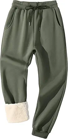Flygo Men's Fleece Lined Sherpa Sweatpants Winter Warm Pants Jogger Lounge Athletic Pant with Pockets