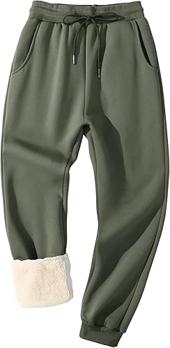 Flygo Men's Fleece Lined Sherpa Sweatpants Winter Warm Pants Jogger Lounge Athletic Pant with Pockets