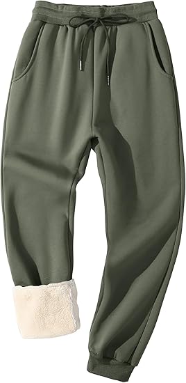 Flygo Men's Fleece Lined Sherpa Sweatpants Winter Warm Pants Jogger Lounge Athletic Pant with Pockets