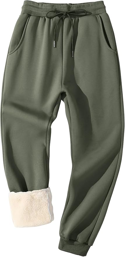 Flygo Men's Fleece Lined Sherpa Sweatpants Winter Warm Pants Jogger Lounge Athletic Pant with Pockets