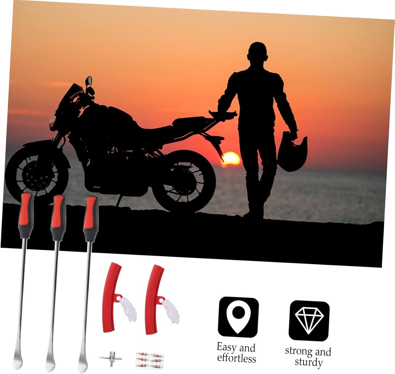 PRETYZOOM Tire Spoon Tool Kit Stainless Steel Motorcycle Tire Repair Lever Set Essential for Changing