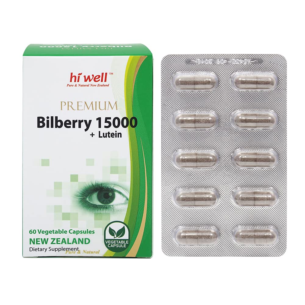 Hi Well Premium Bilberry 15000 + Lutein 60VegeCapsules