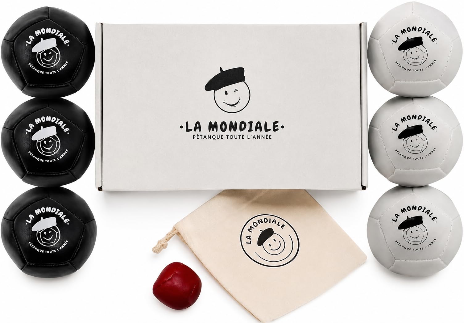 La Mondiale Boccia-Spiel für den Innenbereich – Set mit 6 Kugeln + Zielkugel – für Kinder & Erwachsene – auf allen Oberflächen verwendbar – lustige Geschenkidee