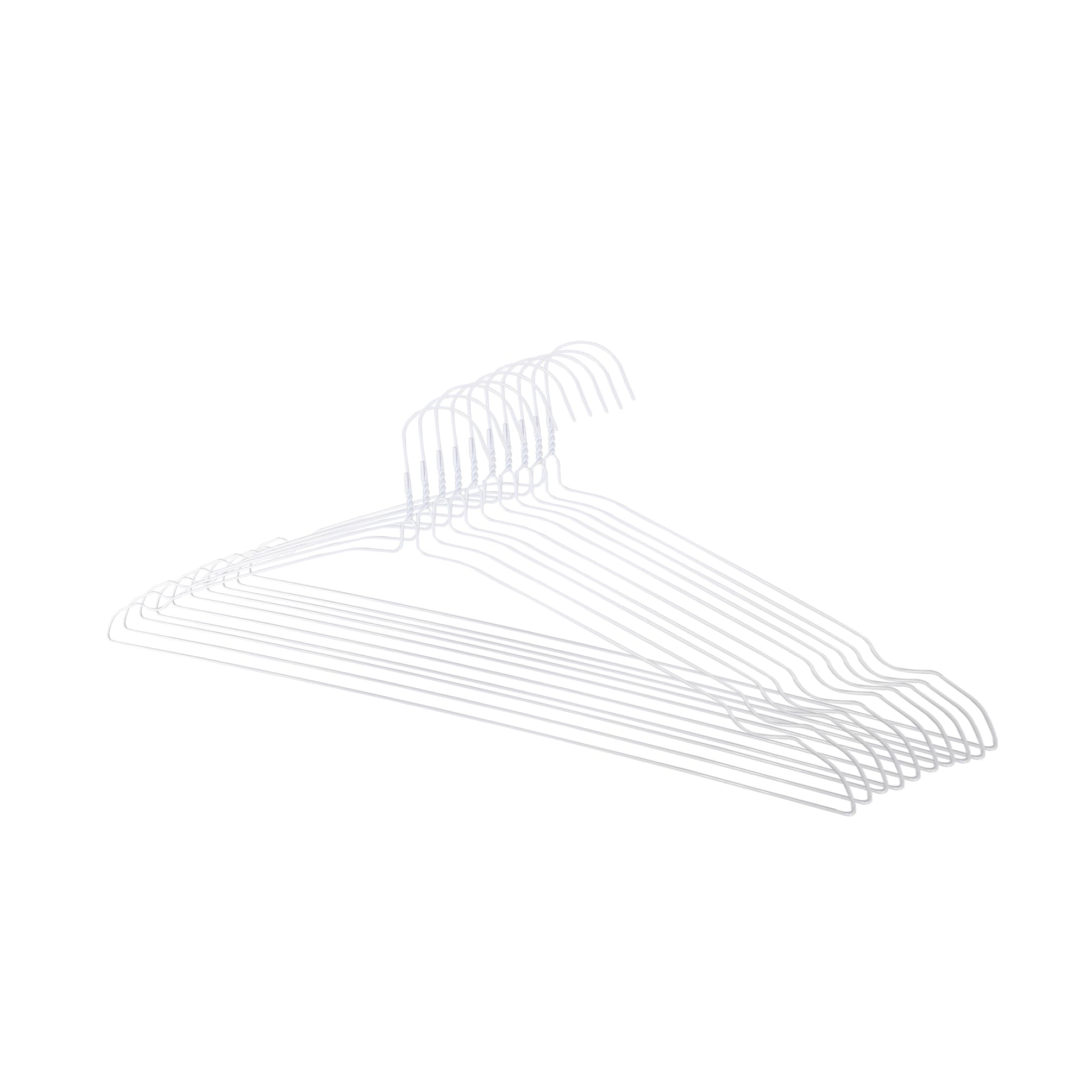 FixtureDisplays® 10 PK White Thin Metal Wire Clothes Hangers 16 X 8.5" Standard Light Weight Hangers 100701-NEW-NF