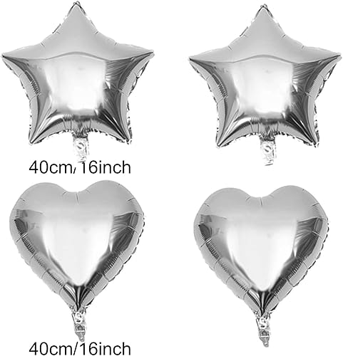 Miniatura 3 de ZERODECO Decoraciones de fiesta de cumpleaños plateadas globos de aluminio de feliz cumpleaños, mantel, cortinas, bandera de pastel, formas de