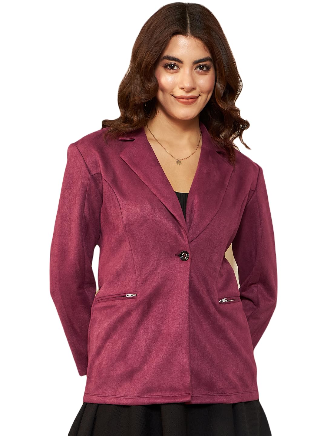 Notched Lapel Long Sleeves Single Breasted Regular Fit Blazer-image-23