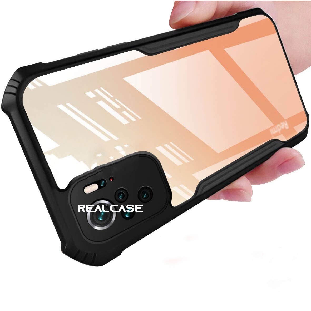 REALCASE Bumper Case For Xiaomi Redmi Note 10 Pro/ Note 10 Pro Max ( TPU ;Acrylic|Black )