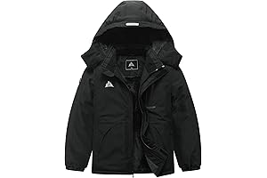 Kid's Ski Jacket Waterproof Winter Coat Boy's and Girl's Fleece Snowboarding Jackets with Detachable Hood