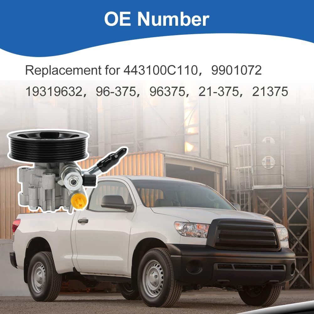 Power Steering Pump with Pulley Compatible with Toyota Sequoia Tundra V8 5.7L 4.7L 4.6L 2008 2009 2010 2011 2012 2013 Replacement for 96375 21375 443100C110