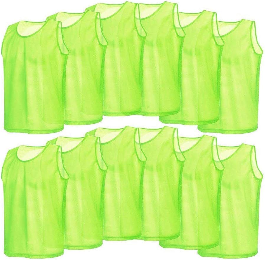 12Pack Adult Training Vests Scrimmage Jersey Bibs Pinnies (Green)