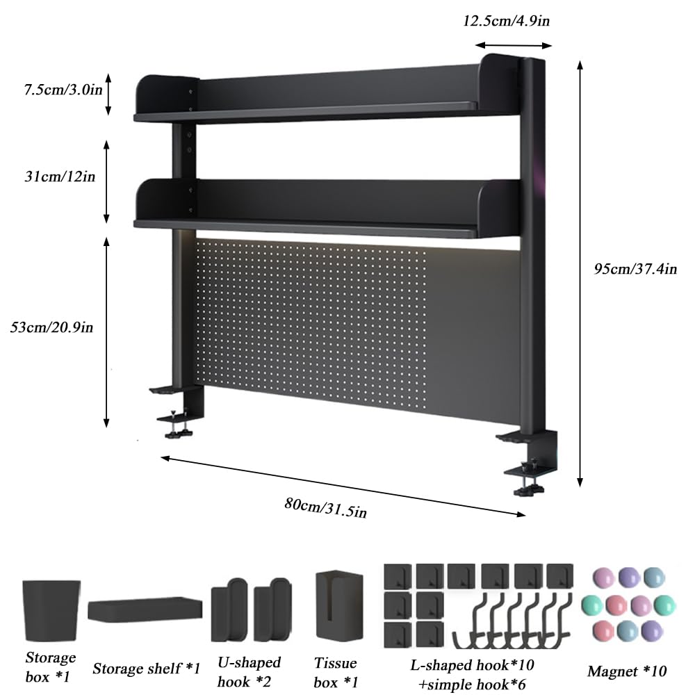 NUODWELL Schreibtisch-Organizer zum Anklemmen, verstellbares Bücherregal für die Arbeitsplatte, Computer-Desktop-Bücherregal mit Aufbewahrungsregalen und Stecktafel für Büro-Sichtschutz und