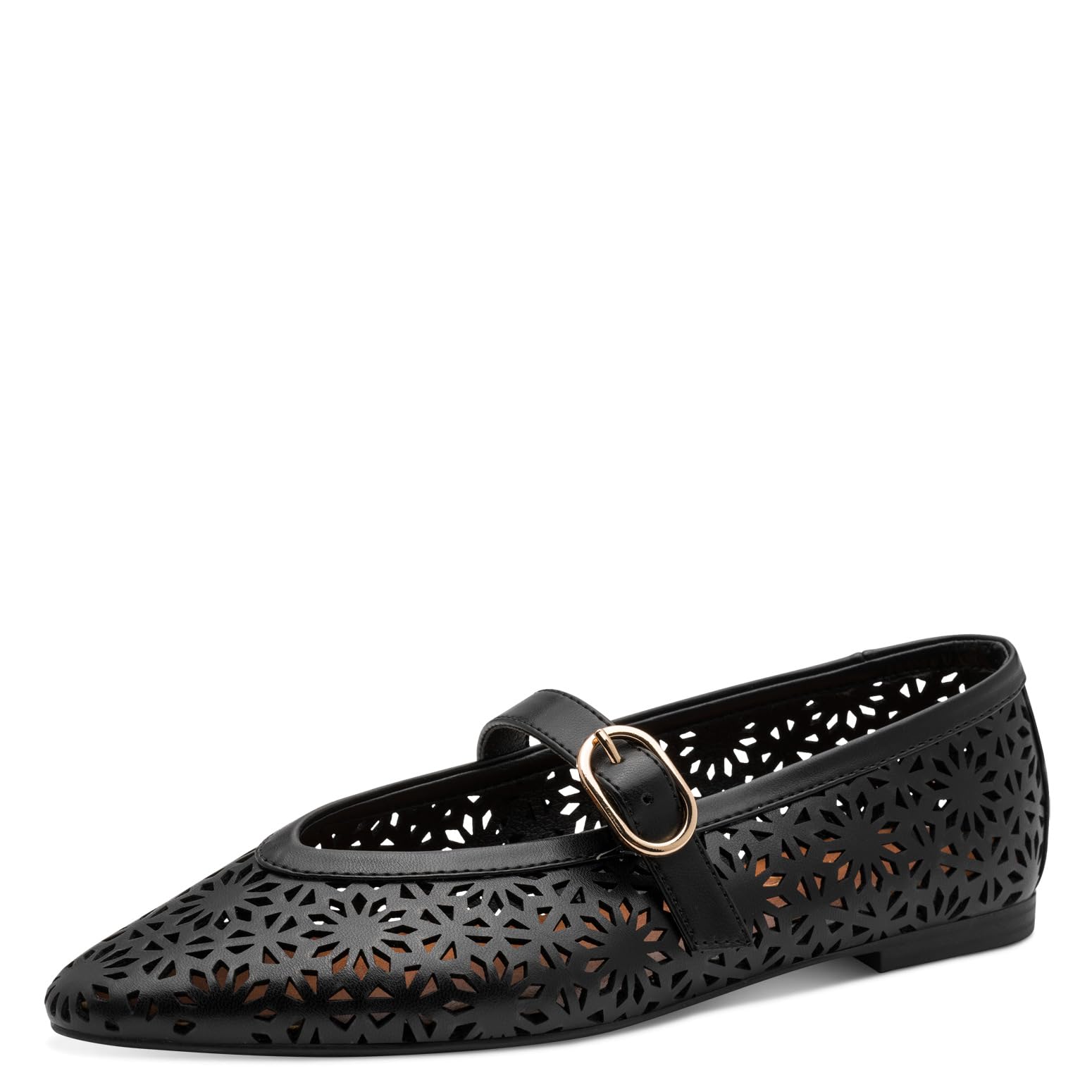 MARCO TOZZI Women Ballet Flats Soft Feel Me Footbed Soft Lining Vegan Pointed, Black (Black), 8.5 UK
