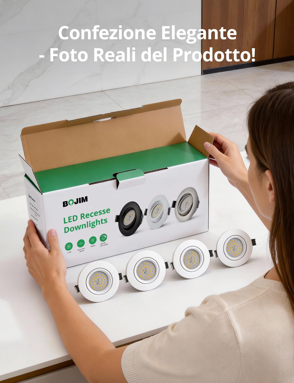 Bojim Faretti Incasso Cartongesso Nero, Dimmerabile da Incasso per Cartongesso Luce Bianco Neutro 4000K, Faretti Led per Cucina Salotto, 10 Pezzi