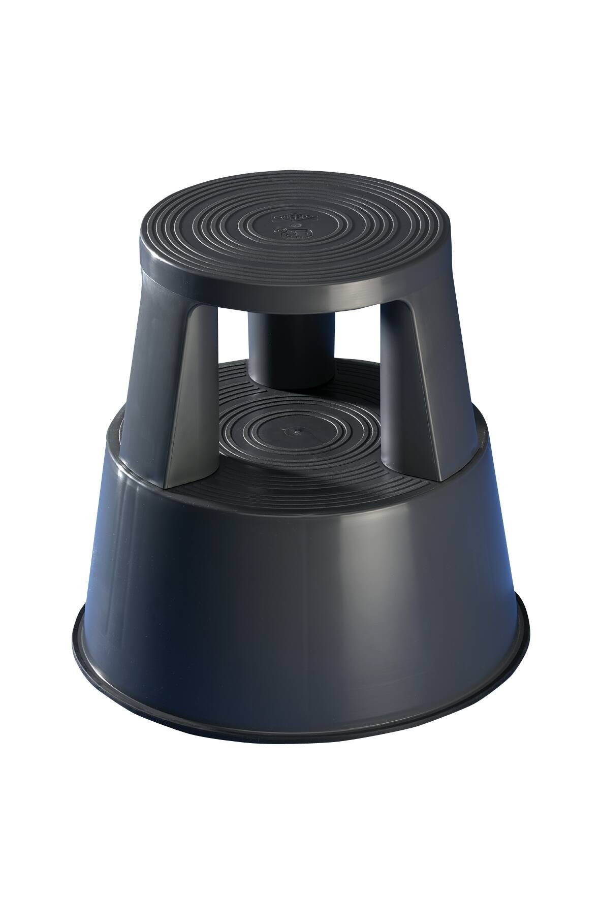 WEDO Rollhocker STEP aus bruchfestem Kunststoff - rollbarer Elefantenfuß Tritthocker, TÜV GS-geprüft, Made in Germany, rutschfest - Höhe ca. 43 cm, Tragkraft 150 kg, Farbe Grau