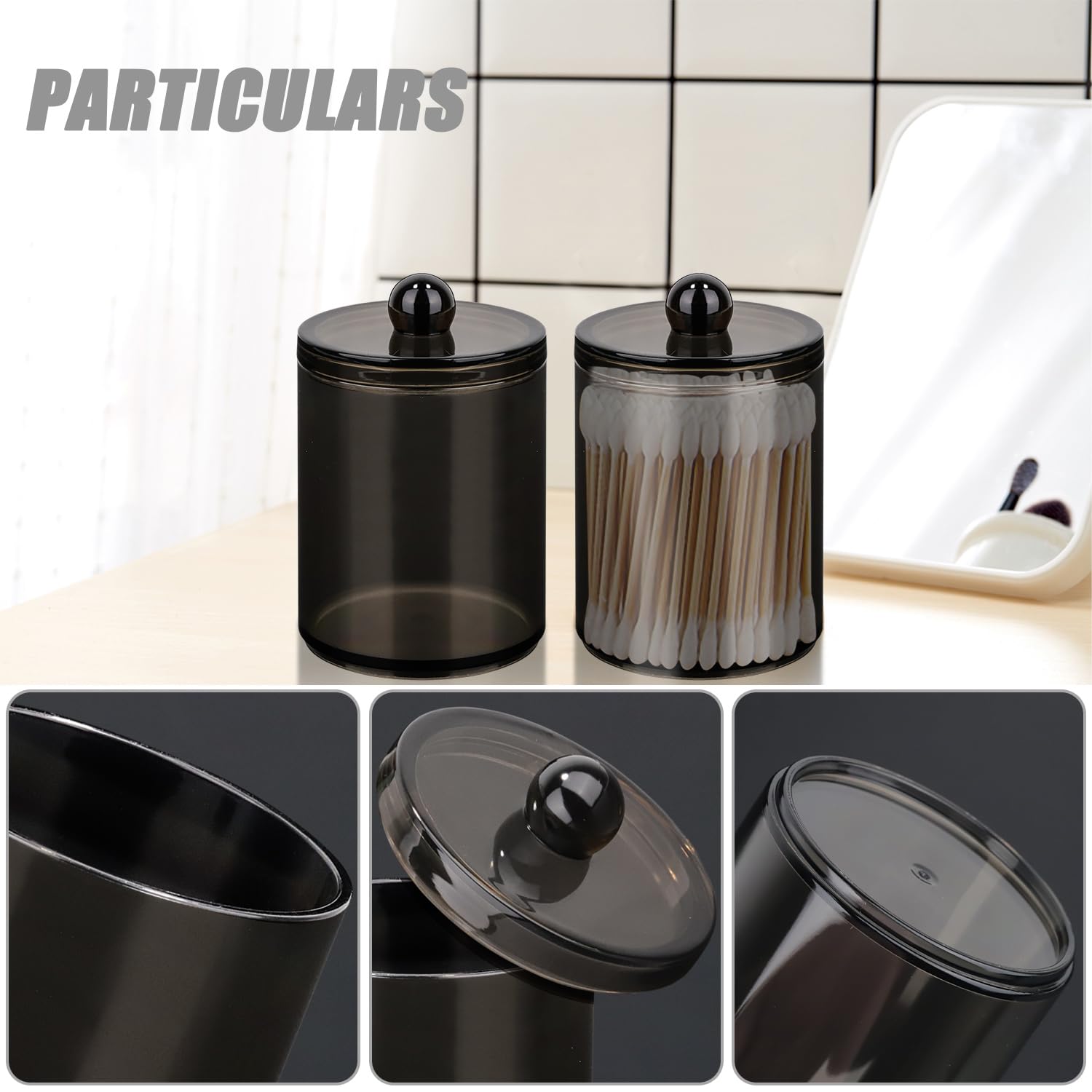 Dispensador de almohadillas redondas, organizador de cosméticos, 3 soportes para bastoncillos de algodón