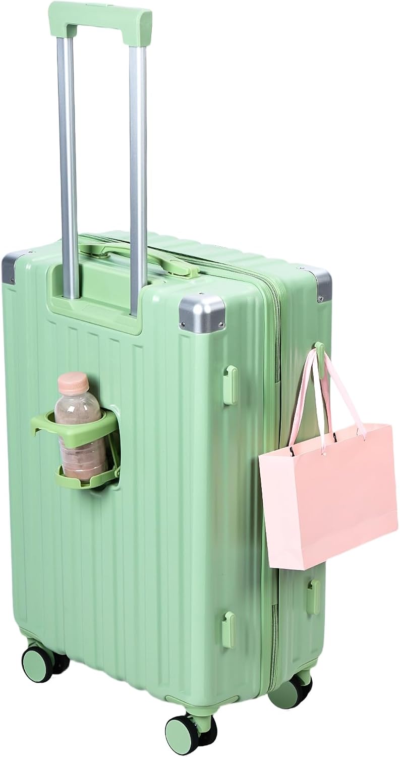 Roadoor Spinner Luggage, 24 Inch Hardside Suitcase with USB Port & TSA Lock, Scratch Resistant Luggage with Expandable Storage, Lightweight Travel Case for Airplanes Business Vacation Green