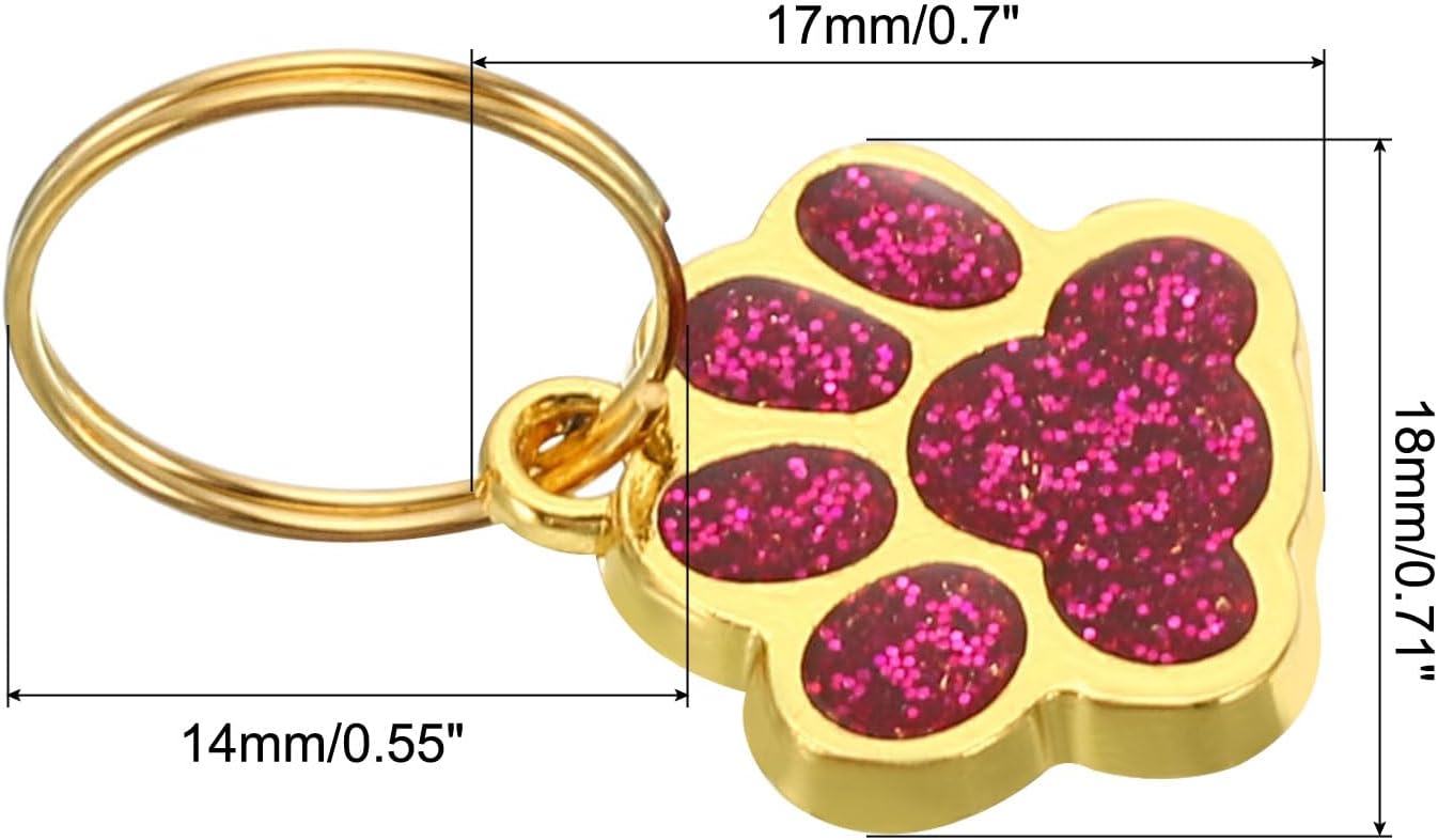 PATIKIL Animal Dog Cat Paw Print Pendants, 6 Pcs Crystal Footprint Dog Cat Paw Prints Pendants for DIY Necklace Enamel Jewelry Making, Light Red - Image 2