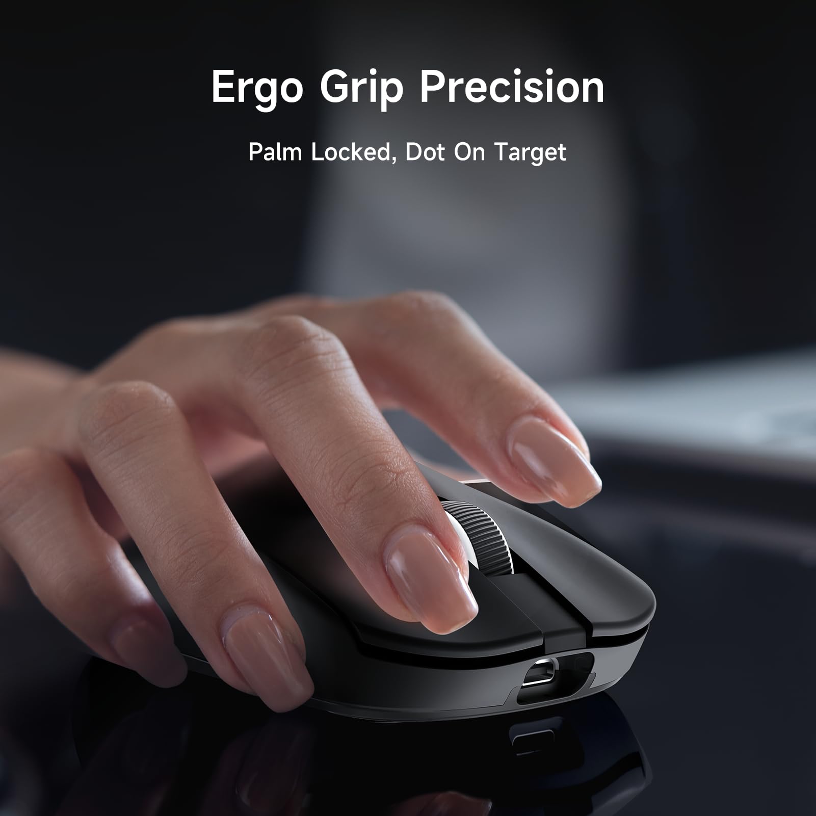 MCHOSE L7 Pro Kabellose Gaming-Maus 39g Ultralight 8000Hz 2,4G/BT/USB-C 26000 DPI 650 IPS 200 Stunden Batterie Schwarz