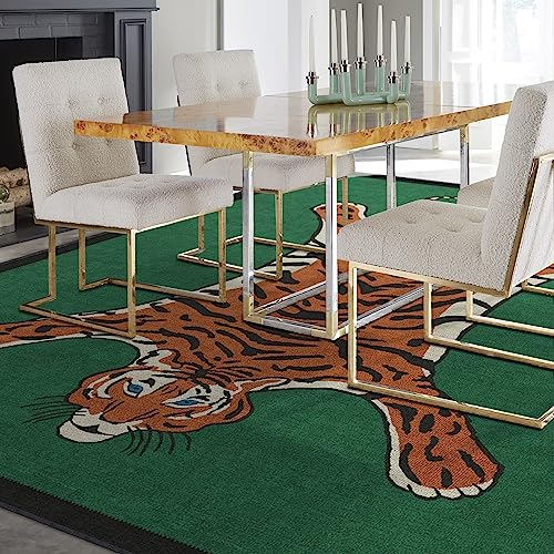 RUGGABLE x Jonathan Adler Washable Modern Area Rug – Tiger Emerald 8x10, Stain-Resistant, Non-Slip with Standard Pad – Large Machine Washable Rugs for Living Room, Bedroom, Hallway, Entryway & Office