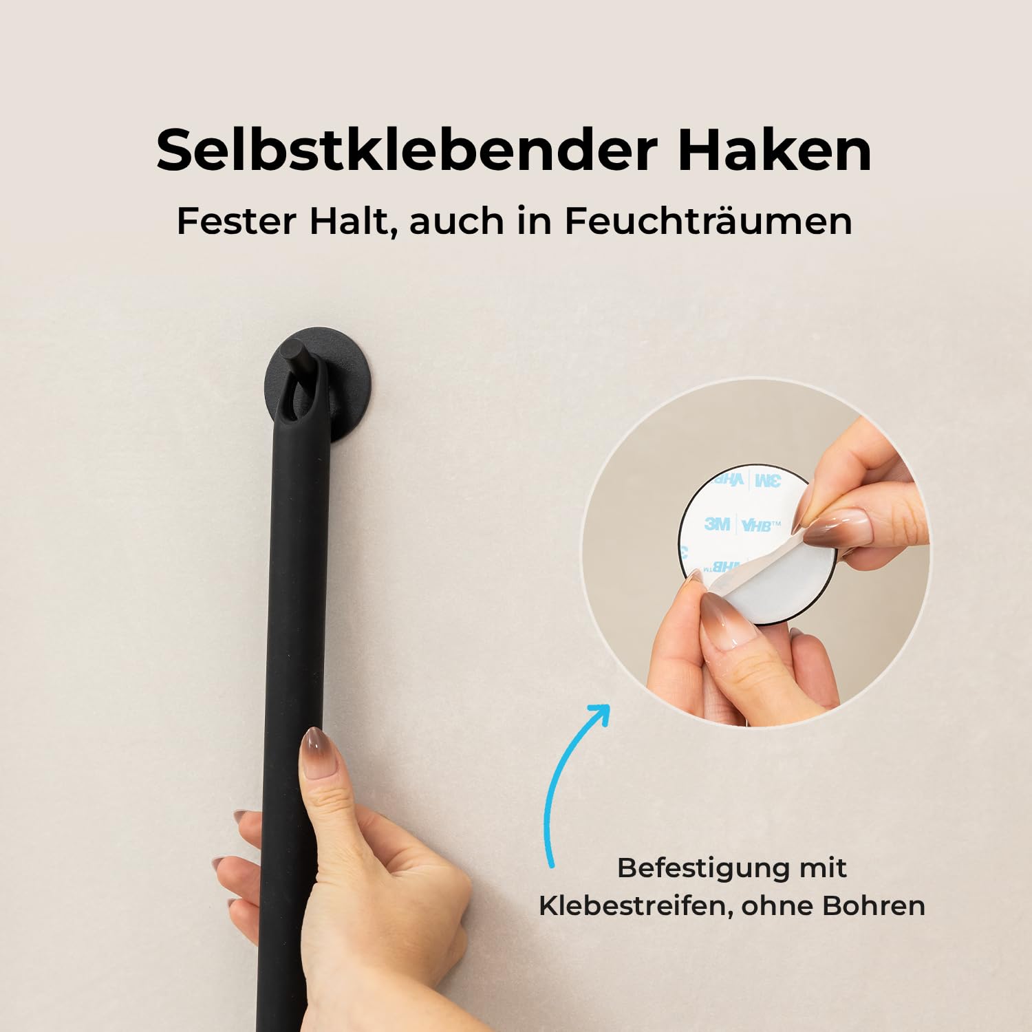 Sanova Bodenabzieher mit Stiel 136 cm – Wasserschieber Boden Schwarz – Duschabzieher Langer Stiel aus Edelstahl Aluminium & Silikon – Mit Wandhalter
