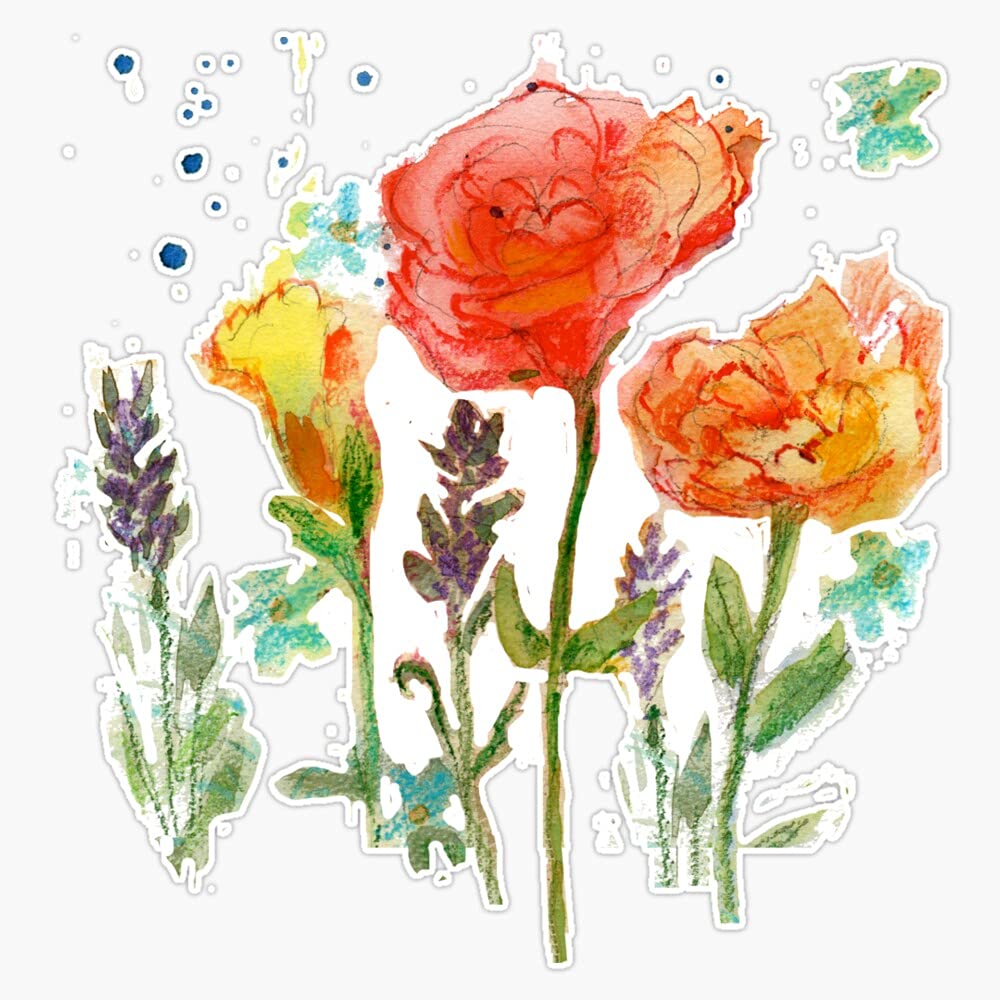 Garden Flowers Vinyl Sticker Waterproof Bumper Sticker Laptop Window 5"