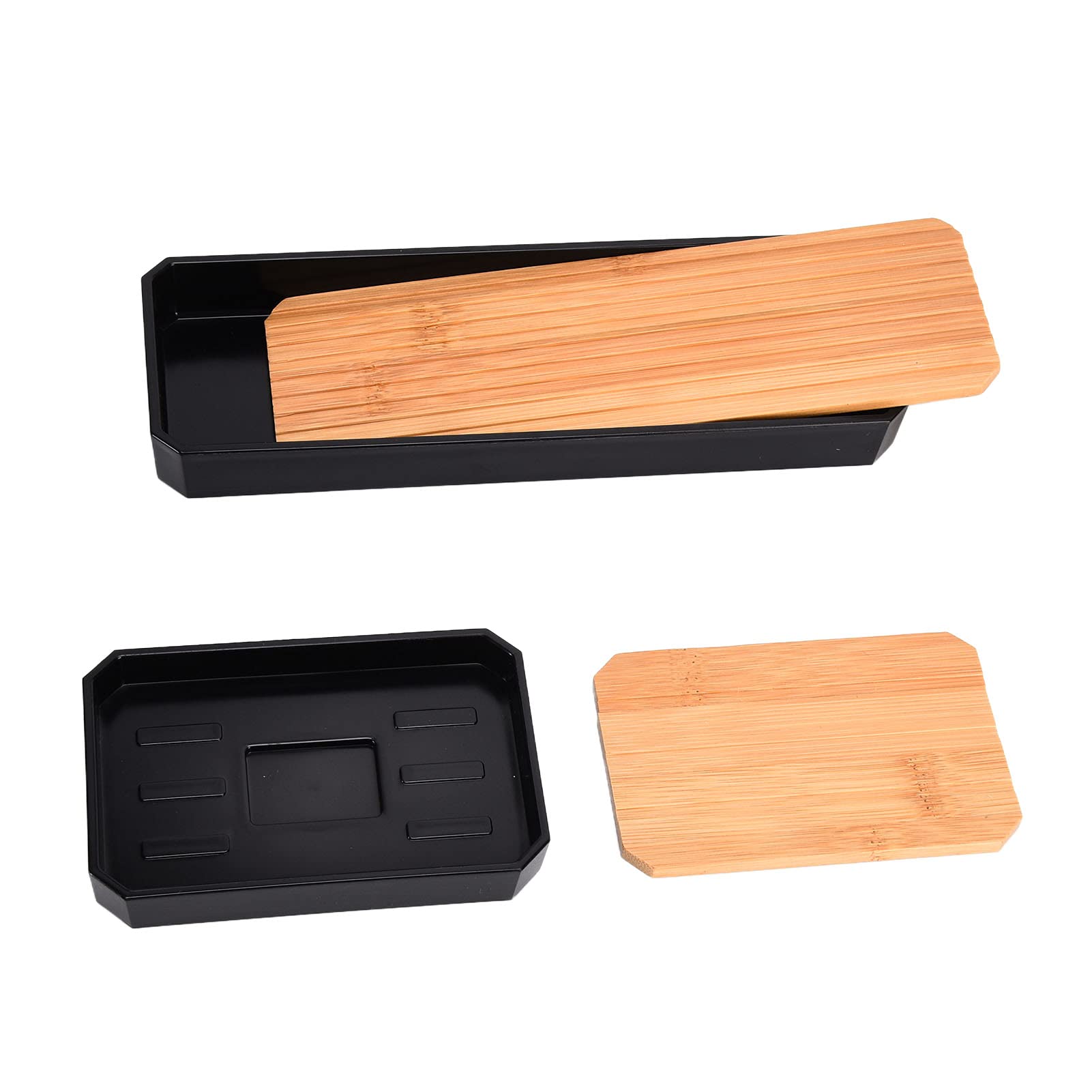 Set di Accessori per Il Bagno, Set di Servizi igienici in bambù Durevole Addensato per la casa per l'hotel(Nero)