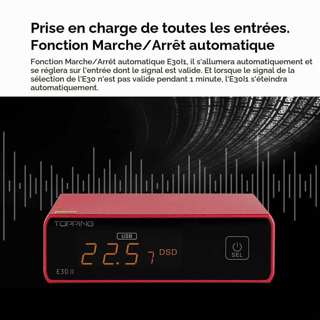 TOPPING E30 II 2 x AK4493S USB DAC XMOS XU208 DSD512 32bit/768kHz Décodeur USB/OPT/COAX D/A Convertisseur Home Desktop Hi-Res Digital DAC (Noir)