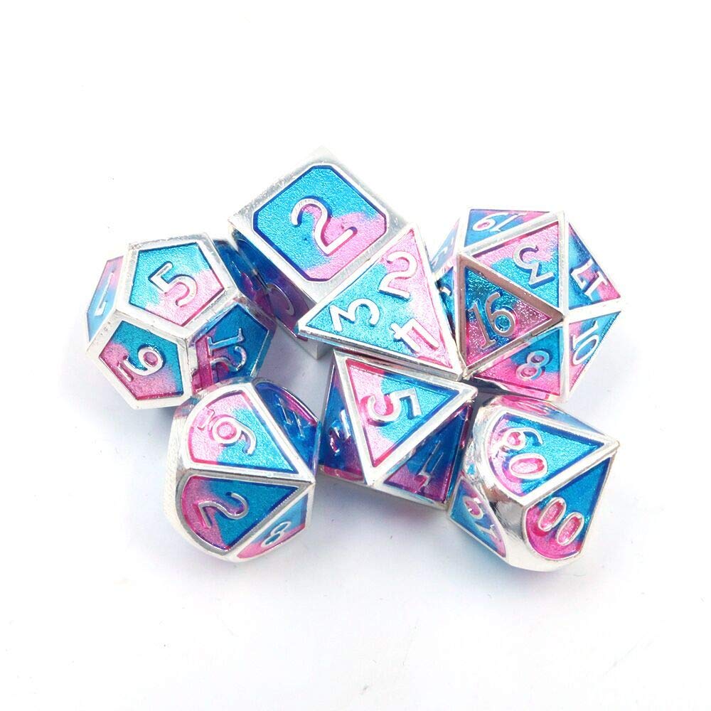 Set De 7 Dados Poliédricos De Metal De Aleación De Zinc Para D&D Y Juegos De Rol - Incluye D4, D6, D8, D10, D12, D20 Y D% Con Bolsa De Almacenamiento (Cobre Rojo)