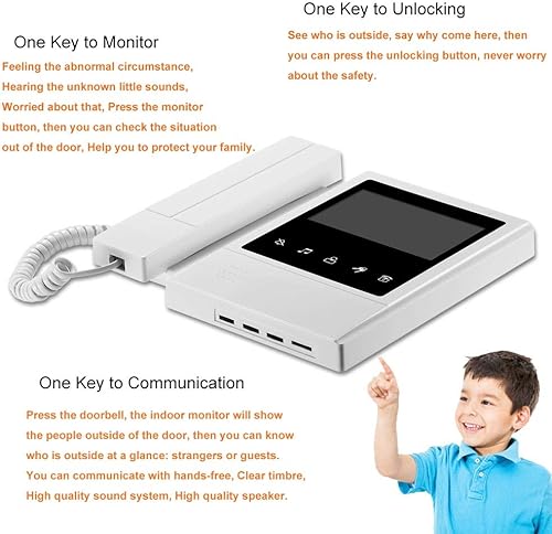 Miniatura 4 de Sistema de videoportero de puerta, monitor táctil de 4.3 pulgadas, kit de timbre de video con cable, cámara de visión nocturna infrarroja,