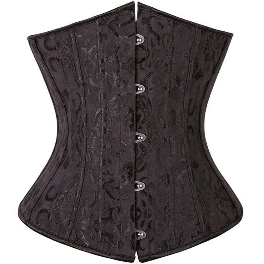 New-Cool Women's Black1 Bustiers Corsets Sexy Satin Waist Cincher Corsets Nightwear For Club Bar Plus Size Lingerie Lace Up Bodyshaper Top (,L(8-10))