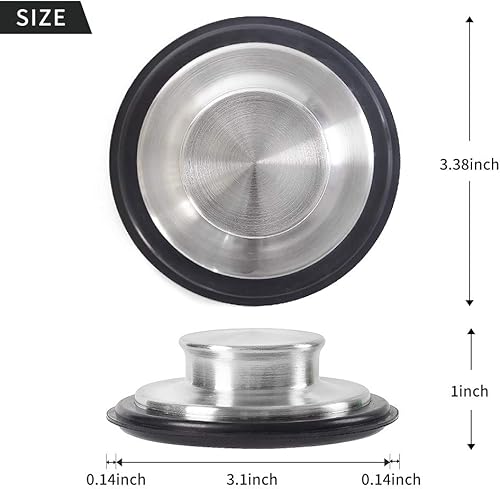 Miniatura 2 de Tapón para fregadero de cocina de acero inoxidable, borde ancho grande de 3.38 pulgadas de diámetro, tapón de eliminación de basura