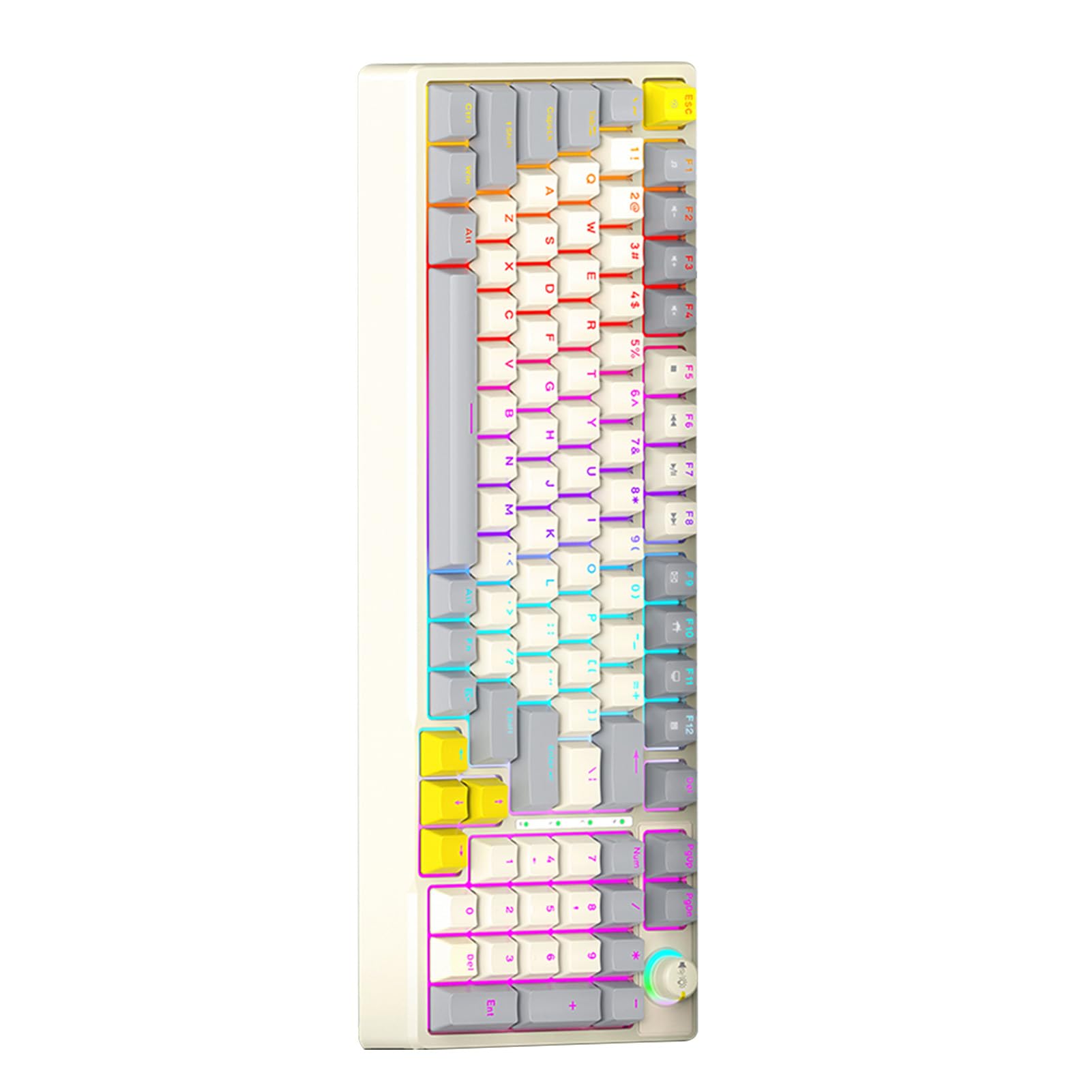 Jectse Klawiatura Mechaniczna T-WOLF T50 RGB, 98 Klawiszy z możliwością Wymiany Podczas Pracy, Niebieski Przełącznik z Dynamicznym Oświetleniem i Pokrętłem Sterującym, do Pisania na (Szary Beżowy