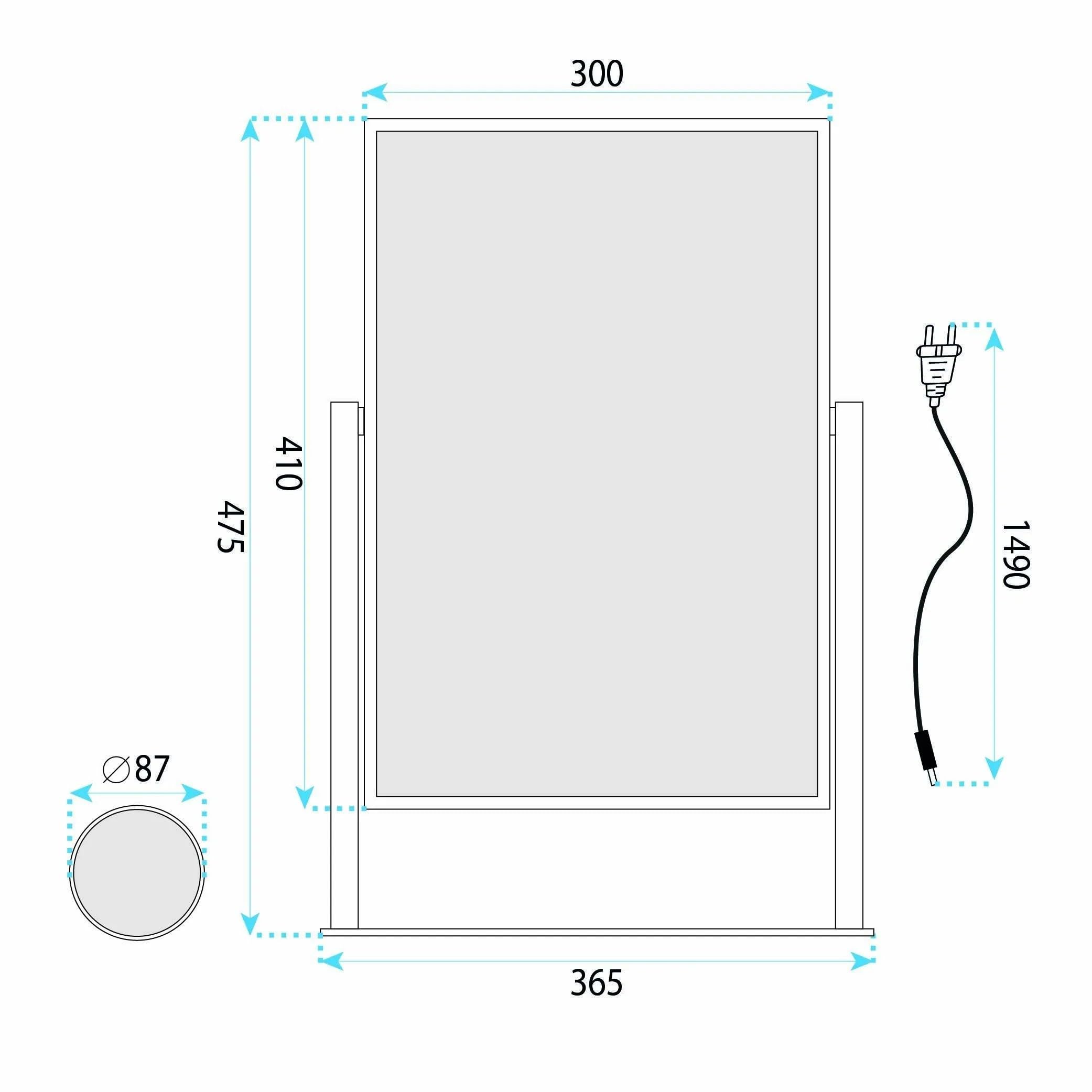 Rea - Lustro Led Lumi White 30x40cm Prostokątne - 8,5 x 36,5 x 47,5 cm