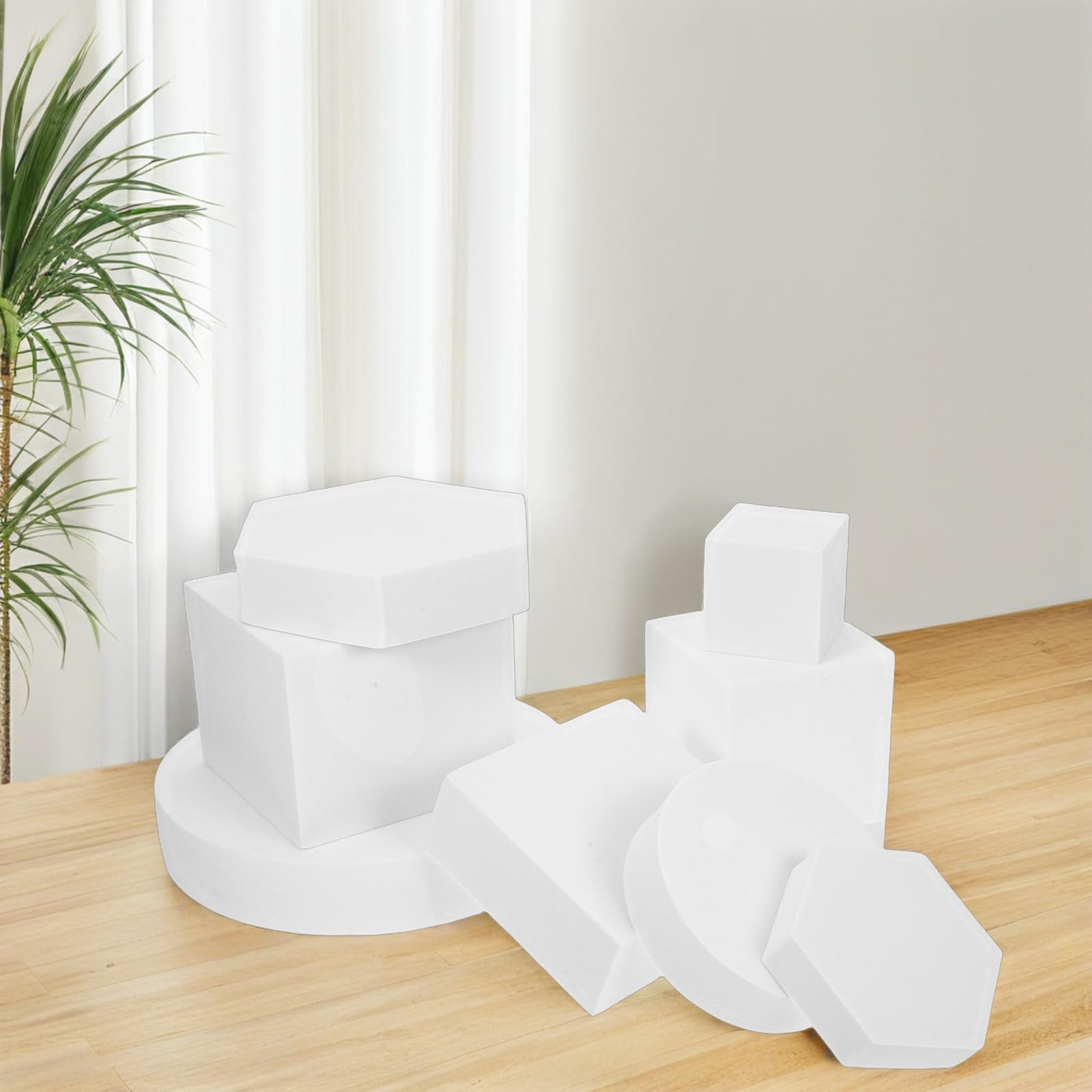Alipis Accesorios Fotográficos Set de 8 de Cubo Geométrico de Espuma Blanco Efecto Decorativo y Multifuncional para Joyas y Cosméticos para Sesión de Fotos