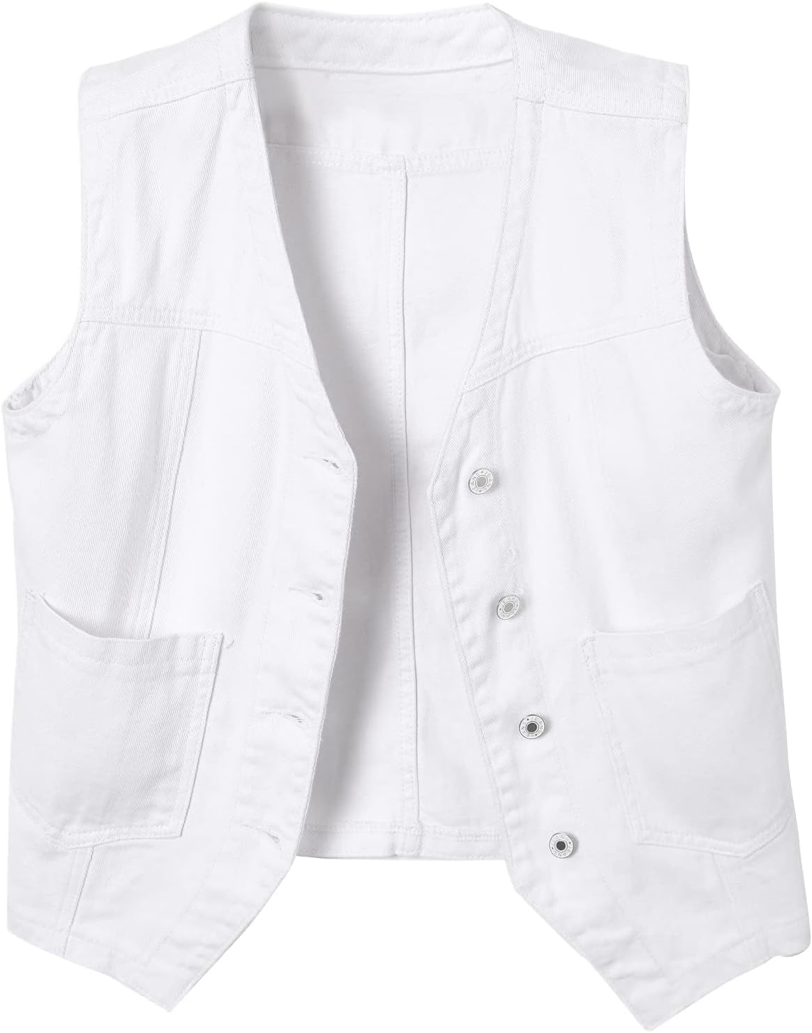 Ladyful Women's Sleeveless Denim Vest V Neck Button Down Jean Waistcoat Jacket