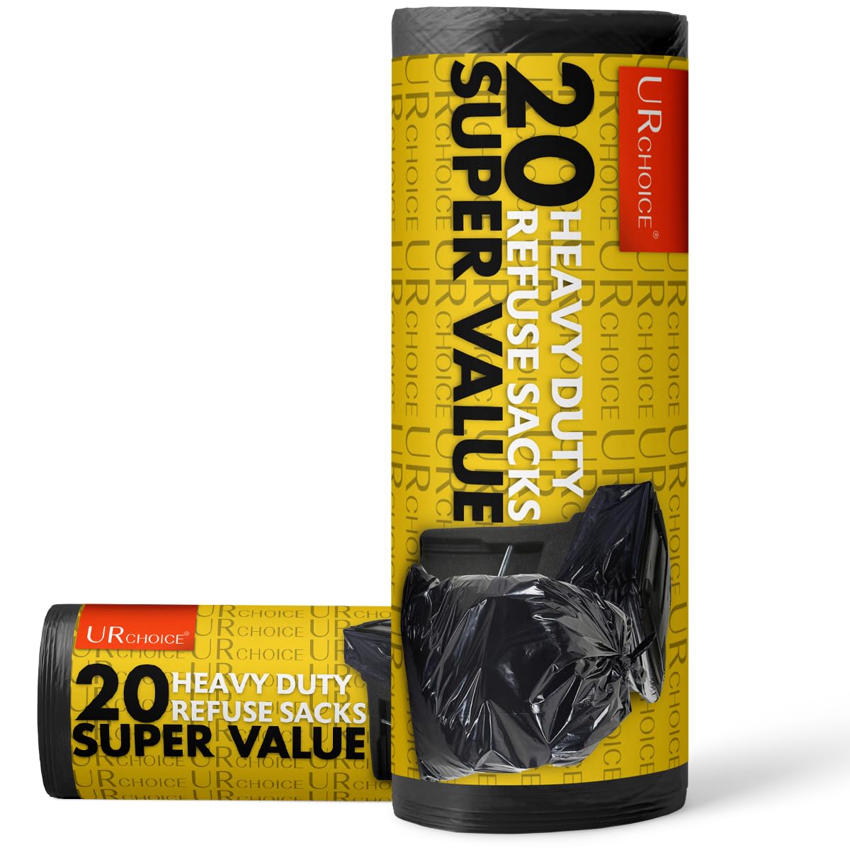 70L Heavy Duty Bin Bags & Liners, Strong & Secure Flat Top 20 Bag Refuse Sacks, Tear Resistant, Recycled Garbage Bags for Home, Office, Kitchen, Garden & Commercial Use