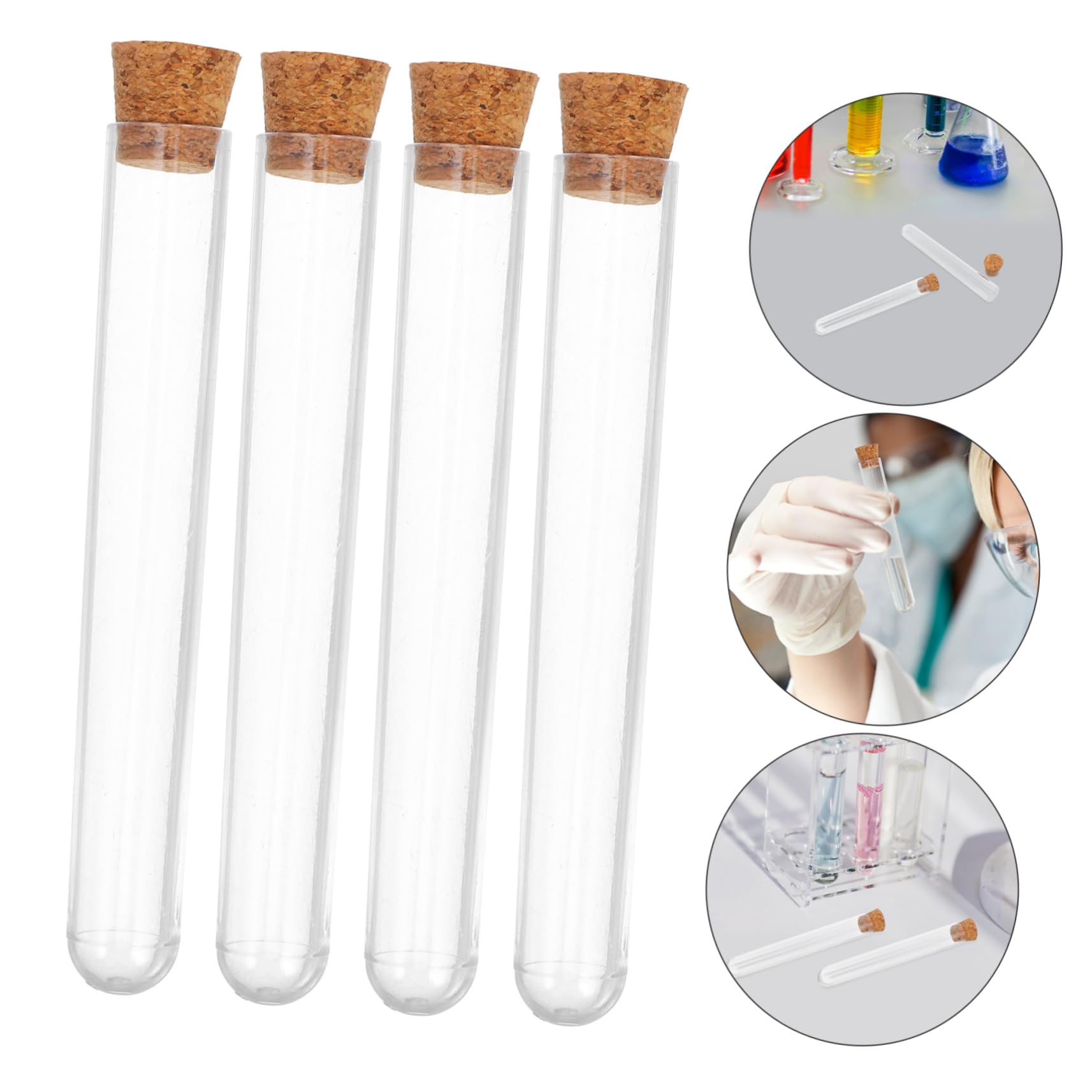FUNOMOCYA 50pcs Plastic Test Tube with Stopper 13ml Clear Laboratory Vial for Science Experiment Plant Growth Candy Storage and DIY