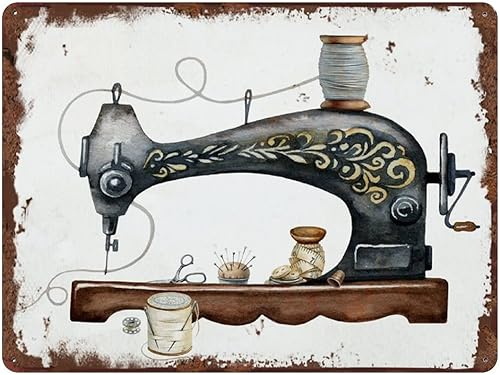 Letrero de lata vintage para máquina de coser de Graman, estilo vintage, para coser en la habitación de 8.0 x 10.0in