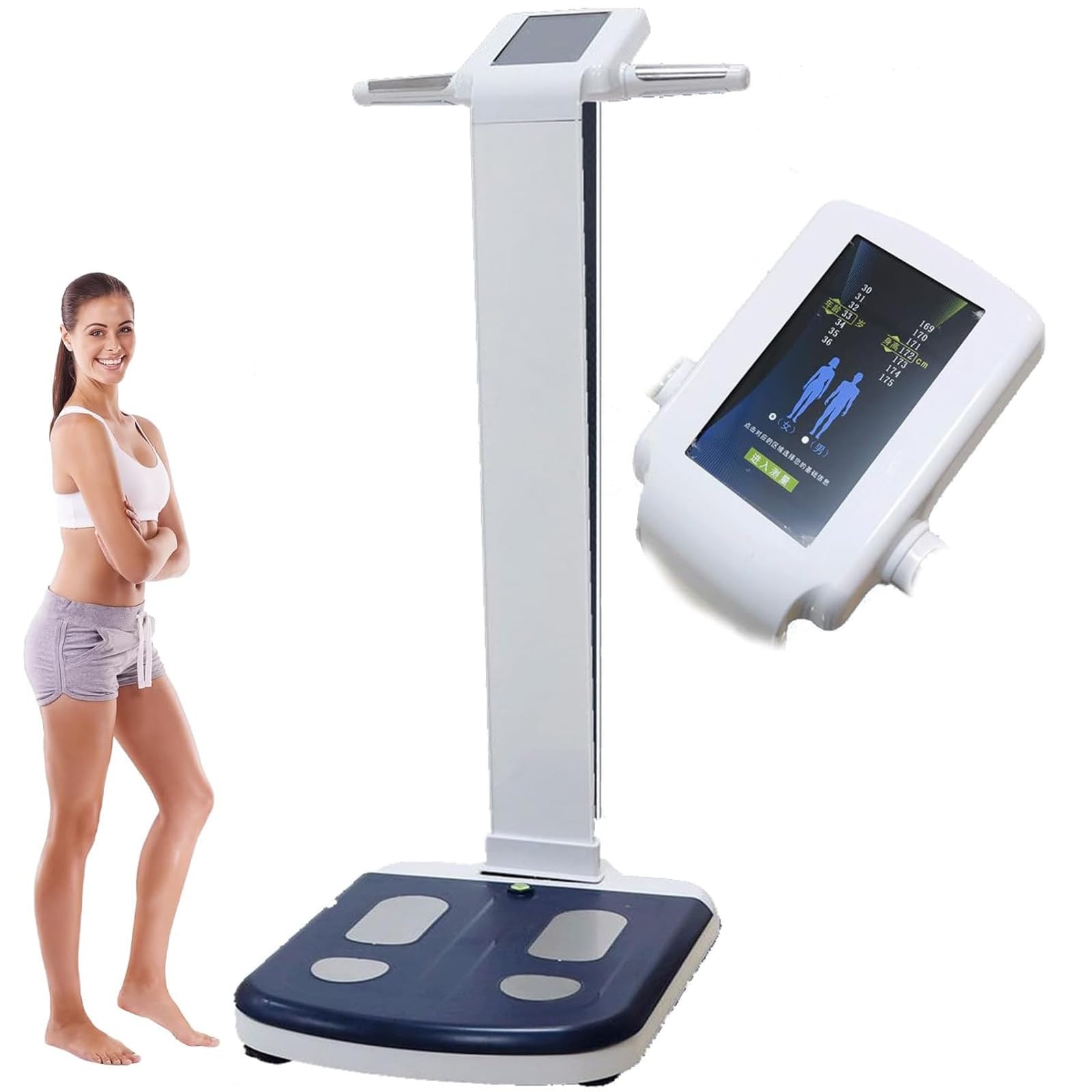 Bioimpedanz-Analysegerät, HD-Touch-Körperzusammensetzungswaage, Höhe Gewicht Fettanteil Körperscanner, menschlicher Testbericht enthalten für Fitness-Studios