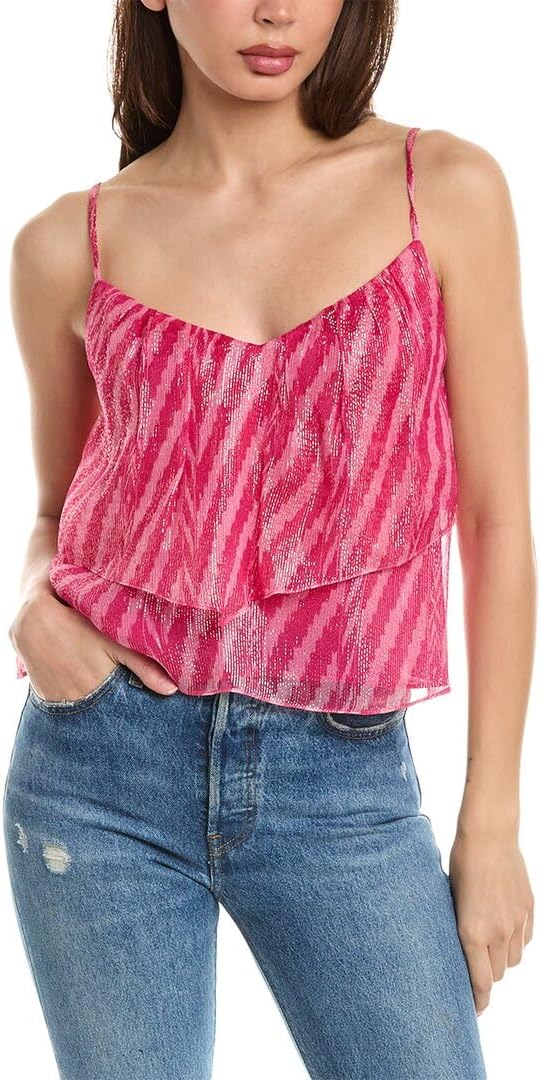 Ramy Brook Womens Monica SilkBlend Top, Xl, Pink Amazon Pink