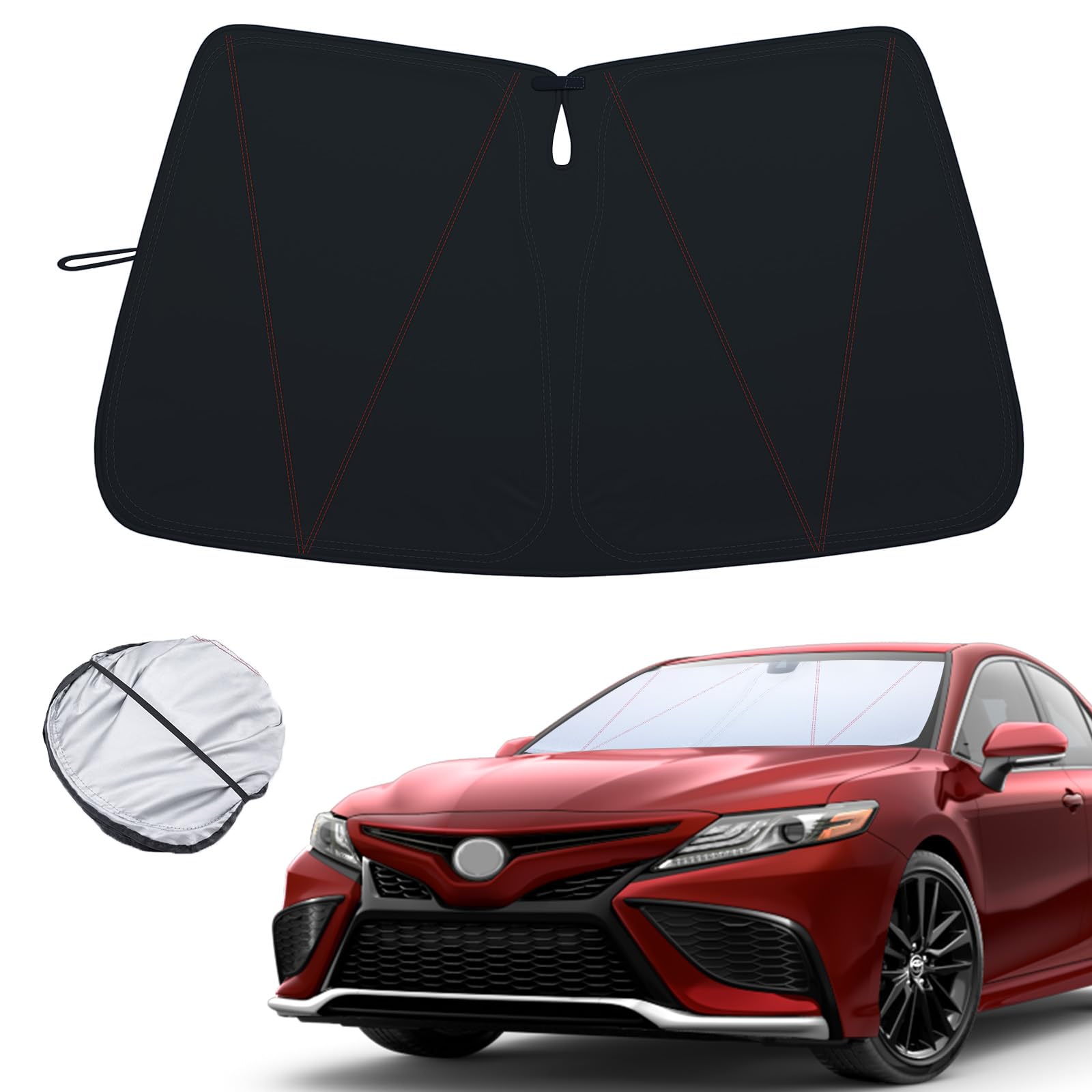 4-Layers Foldable Windshield Sunshade for 2018-2024 Toyota Camry LE XLE SE XSE Hybrid Sedan, Front Window Sun Visor Protector Thickened Reflective