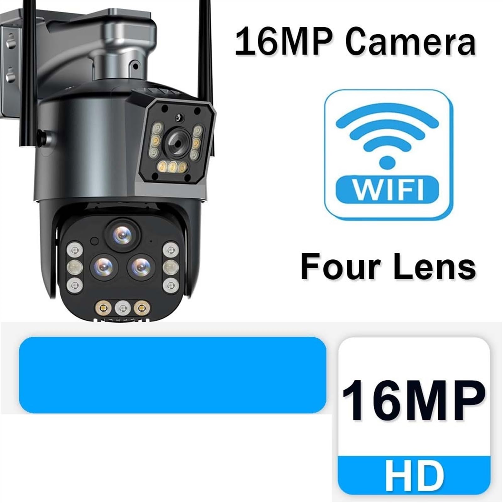 Telecamera di sicurezza, Telecamera IP 8K 16MP Zoom 20X PTZ di sicurezza wireless esterna CCTV a quattro lenti Telecamere videosorveglianza 4K Smart Home(8K Camera Add 128G)
