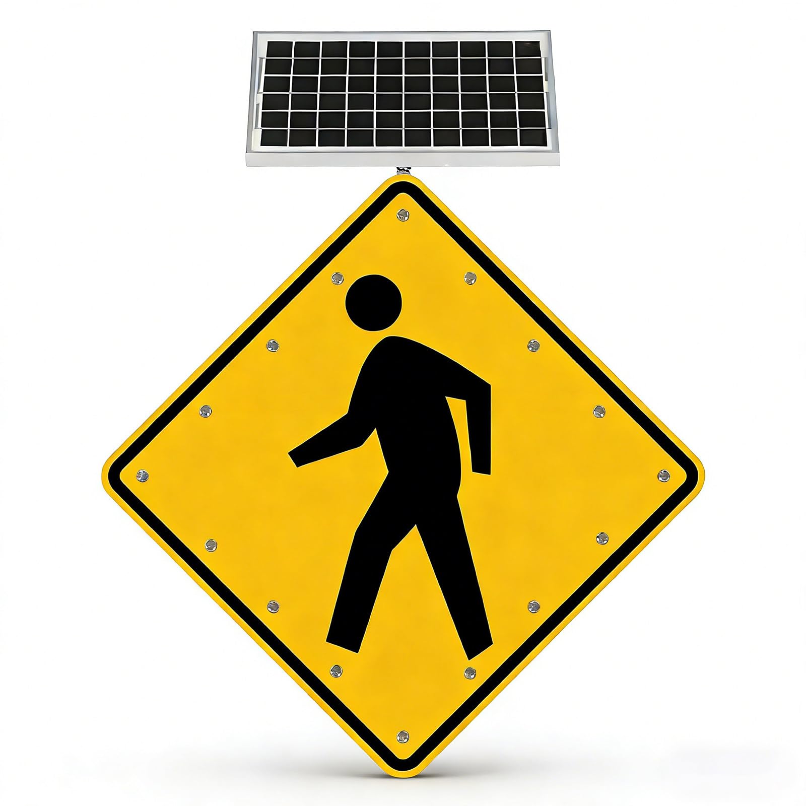 Señal Solar LED Intermitente Paso Peatones, 24x24 30x30 Pulgadas IP65 Aluminio, Cartel para Calle, Escuela y Barrio 30in